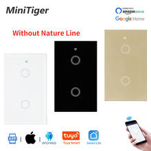 Minitiger US Standard 2 Gang 1 Way Tuya Smart Home Automation Wireless Wall Switch Crystal Glass Single Fire Line Touch Switch 2024 - buy cheap