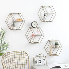 Hexagon Wall Shelf Wall Hanging Shelf Metal Wall Decor Geometric Figure Art Decorative Wall Shelf For Living Room 2024 - buy cheap