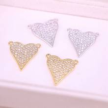 10Pcs 15*16mm Fashion Brass Cubic Zirconia Heart Charms Pendants for DIY Jewelry Findings Accessories, 2024 - buy cheap