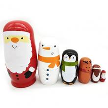 Russian Matryoshka Six-layer Santa Claus Wooden Toys Valentine Gift Home Decor 2024 - buy cheap