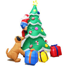 Decorações de natal infláveis 7 pés inflável santa sendo perseguido até a árvore quintal inflatables com luz led espírito do feriado 2024 - compre barato