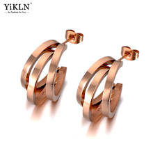 YiKLN Hyperbole Stainless Steel 3Pcs Semicircle Geometry Earrings Jewelry Fashion Bohemia Earrings For Women Girls YE20035 2024 - buy cheap