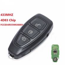 3 кнопки Smart keyless дистанционный Автомобильный ключ 433 МГц с чипом 4D83 для Ford Focus C-Max Mondeo Kuga Fiesta B-Max 2024 - купить недорого