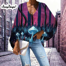 Noisydesigns/женская летняя блузка с 3D рисунком гриба, Элегантная блузка без рукавов размера плюс 3XL 4XL, повседневные свободные топы 2024 - купить недорого