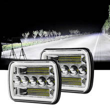 200 Вт 7x6 подсветсветильник для зеркала, лампа для лужайки, светодиодная лампа, гало, головной свет с ближним/дальним светом, DRL, поворотный сигнал для JEEP Wrangler YJ 2024 - купить недорого