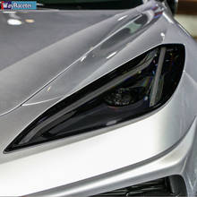 Película protetora para farol de carro, 2 peças, adesivo em vinil transparente preto, tpu para chevrolet corvette c7 c8 acessórios para 2014-presentes 2024 - compre barato