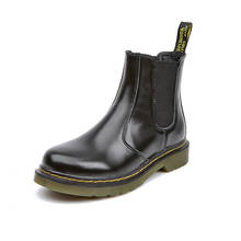 Botas chelsea de ocio para mujer, zapatos de piel de vaca, cálidos, de felpa, al aire libre para nieve, color negro, Invierno 2024 - compra barato