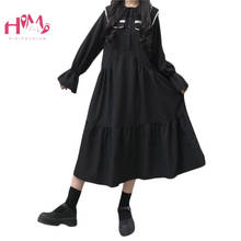 Harajuku Fashion Sailor Collar Cute Kawaii Lolita Dress Teen Girls Long Sleeve Women Gothic Cosplay Casual Midi Pullover Dress 2024 - buy cheap