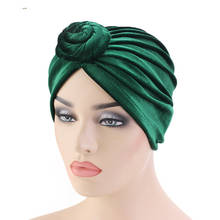 Turbante de terciopelo para mujer, gorros musulmanes, Turbante elástico, gorro de quimio para pérdida de pelo, gorro africano para el invierno, 2020 2024 - compra barato