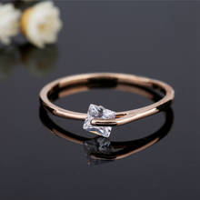 Creative Geometric Rose Gold Rings For Women Fashion Female Square Crystal Zircon Ring Jewelry Romantic Lady Wedding Party Gifts 2024 - buy cheap