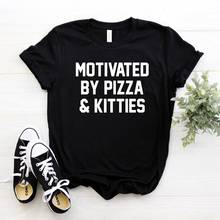Camiseta con estampado de pizza y gatitos para mujer, camiseta divertida informal de algodón para mujer, camiseta Hipster, NA-383 2024 - compra barato
