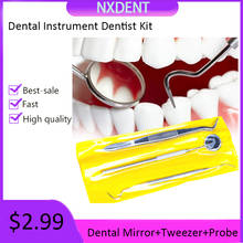 Kit de ferramentas de limpeza dental 3 tamanhos, ferramenta de limpeza para dentes espelho bucal sonda de gancho pinça conjunto odontológico ferramenta de preparação para dentista 2024 - compre barato