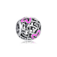 CKK Pink Freehand Heart Charms 925 Original Fit Europe Bracelet Sterling Silver Charm Beads for Jewelry Making Bead kralen 2024 - buy cheap