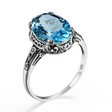 Женское кольцо с аквамарином Szjinao, уникальное Винтажное кольцо из серебра 925 пробы с прозрачными камнями, ручной работы, модные ювелирные ук... 2024 - купить недорого