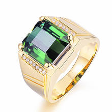 Masculine Green Crystal Emerald Zircon Diamonds Gemstones Men's Rings Bague Gold Color Jewelry Bijoux Cool Party Accessories 2024 - buy cheap