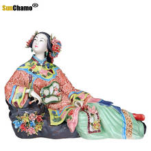 Classical Ladies Spring Craft Painted Art Figure Statue Ceramic Antique Chinese Porcelain Figurine Home Decorations Accessories 2024 - buy cheap