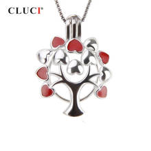CLUCI-Colgante de jaula de Plata de Ley 925 para mujer, joyería de árbol de la vida, colgante hueco de plata 925, relicario de perlas SC268SB 2024 - compra barato