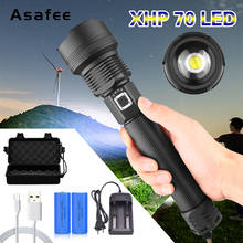 Asafee Высокая мощность XHP70 светодиодный фонарик перезаряжаемый зум USB фонарик 18650 26650 кемпинг тактический фонарик 2024 - купить недорого