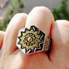 Мужское Винтажное кольцо, шестигранное кольцо с подсолнухом, из карбида сплава, в стиле хип-хоп, панк-рок 2024 - купить недорого