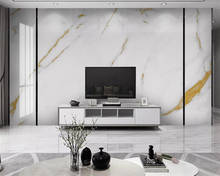 Custom photo mural new Chinese style jazz white gold marble landscape tile interior background wall decoration painting behang 2024 - buy cheap