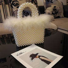 Fashion Pearl Tote Ladies Beaded Fur Elegant Luxury Handbags Women Woven Handmade Dinner Party Bags Female Bag 2024 - buy cheap