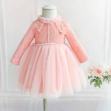 Birthday Baby Dress Beading Flower Baby Girl Christening Gowns Long Sleeve Baby Girl Baptism Dresses First Year Tutu Girl Dress 2024 - buy cheap