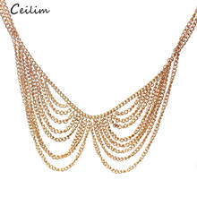 Женское Ожерелье Collier Femme, модное ожерелье золотистого цвета с ложным воротником, готическое многослойное крупное ожерелье, подвески, ювелирное изделие 2024 - купить недорого