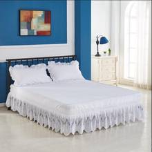 Falda elástica de encaje blanco para cama de niña, ropa de cama sencilla y dulce, sin arrugas, antipolvo, con volantes, Twin Queen King, decoración de cama 2024 - compra barato