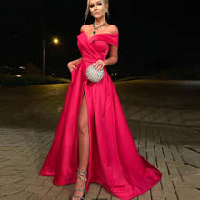Barato alta fenda vestido de baile andar comprimento mais tamanho formal vestido de noite uma linha vestidos de festa feminino 2020 vestido de noite 2024 - compre barato