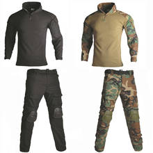 Тактические комплекты рубашка + брюки + наколенники для улицы, пейнтбол, страйкбол, Ghillie костюм, военная форма, камуфляж, одежда для охоты 2024 - купить недорого