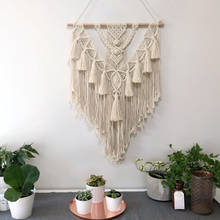 Bege macrame tapeçaria tapeçaria decoração de parede boêmio forma de pena tecido homestay hotel decoração de casa mão-tecido nórdico 2024 - compre barato