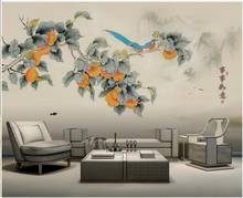Mural de parede 3d personalizado, mural em estilo chinês, flores coloridas e pássaros, decoração para casa, papel de parede, sala de estar 2024 - compre barato