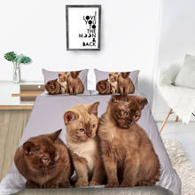 Cute Cat Bedding Set Vintage Comfortable Fashionable 3D Duvet Cover Queen King Twin Full Single Double Unique Design Bed Set 2024 - buy cheap