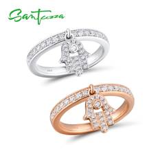 SANTUZZA Silver Ring Set For Women 925 Sterling Silver Female Rings Rose Gold Color Cubic Zirconia Rings Fashion Jewelry 2024 - buy cheap