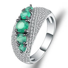 Anéis de prata esterlina 925 para mulheres, elegante presente, redondo, ágata verde natural, joias finas 2024 - compre barato