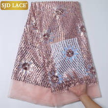 Tela de encaje africano SJD, tejido de encaje francés de alta calidad, bordado de malla con lentejuelas, encaje de tul para vestido de fiesta de boda A2191 2024 - compra barato