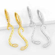 FLOLA-pendientes de serpiente chapados en oro para mujer, aretes colgantes de circonia cúbica Micro pavé, joyería Animal, regalos ersw51 2024 - compra barato