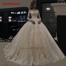 2022 Gorgeous Long Sleeves Wedding Dress Lace Appliques Off The Shoulder Ball Gown Princesa Bridal Vestido De Novia Robe Mariée 2024 - buy cheap