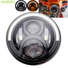 Motorcycle 7inch LED Headlight 7" LED DRL H4 Halo Ring Amber Turn Signal Headlamp 2024 - buy cheap