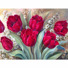 Square Diamond Painting Diamond Embroidery Rhinestone Mosaic Picture Flower Tulip Full Round Diamond Home Decoration 5D DIY Gift 2024 - buy cheap