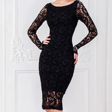 Women Summer Lace Dress 2020 Elegant Pencil Party Dress Plus Size Black White Office Sexy Long Sleeve Evening Bodycon Vestidos 2024 - buy cheap