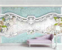 Beibehand-papel de parede personalizado, flores brancas em relevo, luxo, estilo rococo, estilo europeu, mural de parede, sala de estar, quarto, 3d 2024 - compre barato