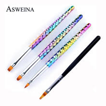 3 шт./набор кистей для дизайна ногтей, акриловая УФ-гелевая ручка для наращивания, радужная краска, кисть для рисования, блестящее порошковое покрытие, краска для цветов 2024 - купить недорого