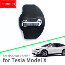 ZUNDUO Автомобильный Дверной замок с пряжкой для tesla model X украшение автомобиля 3D контрольный рычаг двери защитная крышка аксессуары автомобильные наклейки 2024 - купить недорого