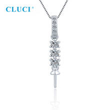 CLUCI Authentic 925 Sterling Silver CZ Pearl Necklace Pendant Setting Fit 6-7mm Round Bead DIY Women Fine Jewelry Making SP447SB 2024 - buy cheap