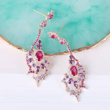 Женские Висячие серьги с кристаллами, корейские элегантные серьги с розовыми кристаллами и жемчужинами, бижутерия для девушек и женщин 2024 - купить недорого