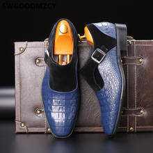 Sapatos masculinos de monge crocodilo, calçados de estilo oxford italiana, para homens 2024 - compre barato
