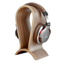 Soporte Universal para auriculares, soporte de madera de nogal para altavoces, auriculares con forma de arco colgador de, estante de exhibición para escritorio 2024 - compra barato