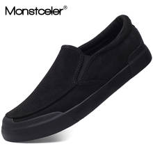 Monstceler Brand New Fashion Men's Vulcanized Shoes Flannel Slip on Loafer Designer Casual Shoes Spring Simple Flats M7983 2024 - buy cheap