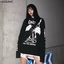 top Punk Gothic T-shirts Loose Streetwear Harajuku demon Print Summer Fashion Female Long sleeve Casual Vintage women black tees 2024 - купить недорого